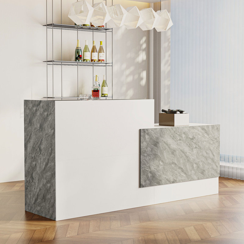 Latitude Run® Stylish 2-Tier Home Bar With Multi-Level Countertop